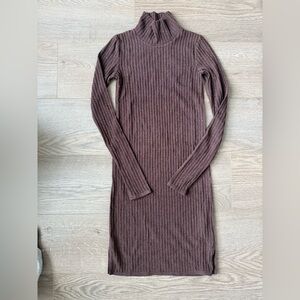Aritzia Wilfred Free Mauve Ribbed Turtleneck Mini Dress
